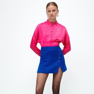 Zara fuchsia darted blouse